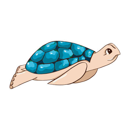 Turtle. Vector illustration in cartoon style. Can be used as stickers, decals, to decorate childrens rooms. Isolated on white backgroundのイラスト素材