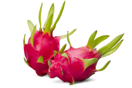 Two tropical  fruit dragon  isolated on the white backgroundの写真素材