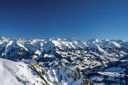 Panorama from the observation platform of the Stockhorn mountainの写真素材