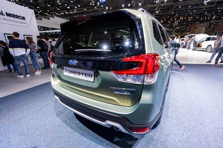 GENEVA, SWITZERLAND - MARCH  10, 2019: View of the 89th Geneva International Motor Show. Subaru Foresterのeditorial素材