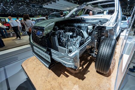 GENEVA, SWITZERLAND - MARCH 10, 2019: View of the 89th Geneva International Motor Show. Subaru Foresterのeditorial素材