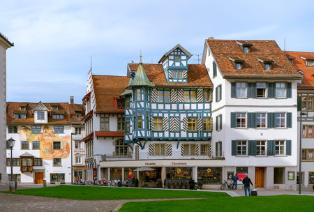 SANKT GALLEN, SWITZERLAND - September 27, 2020: St. Gallen is a city south of Lake Constance in...