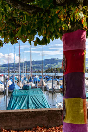 The embankment on the shore of Lake Constance in the Swiss city of Arbon.の写真素材