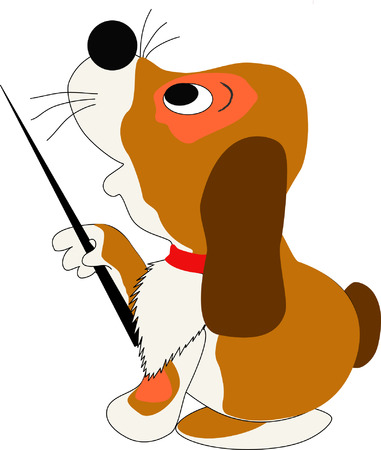 The dog solves an exampleのイラスト素材