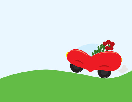 a car as a heart with a nosegay rides on an appointmentのイラスト素材
