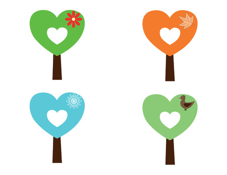 Four trees of personifying times of yearのイラスト素材