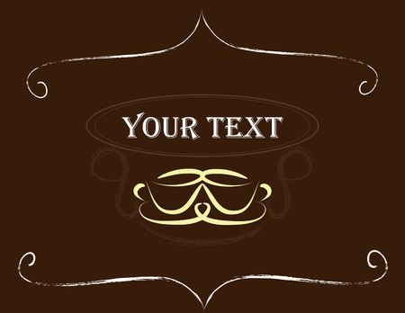 	Darkly brown background with two cups of coffee or teaのイラスト素材