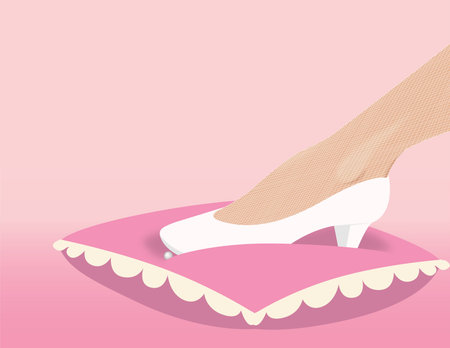 leg of fiancee in a snow-white fancy shoe on a pillowのイラスト素材