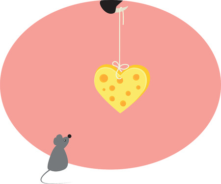 mouse and heart from cheeseのイラスト素材
