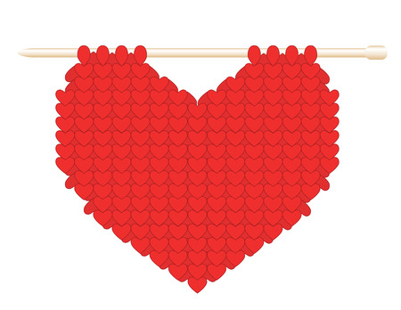 knitted heart on a gold spokeのイラスト素材