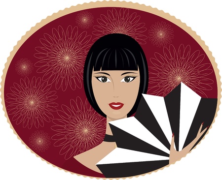 girl with fanのイラスト素材
