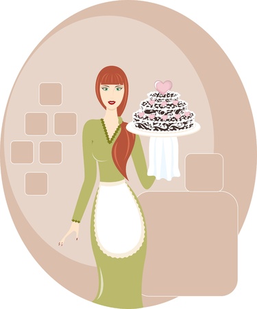 girl/woman with cakeのイラスト素材