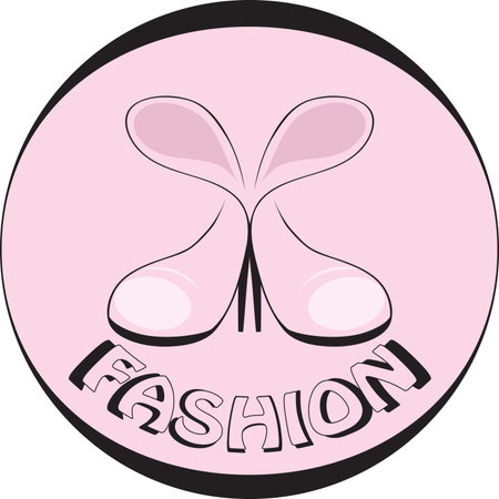 A logotype of fashionable shoes is in black and pink colorsのイラスト素材