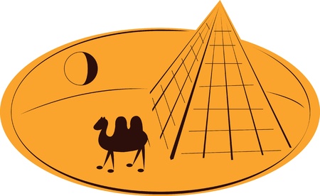 camel in the desert near a pyramid as character of rest and tripsのイラスト素材
