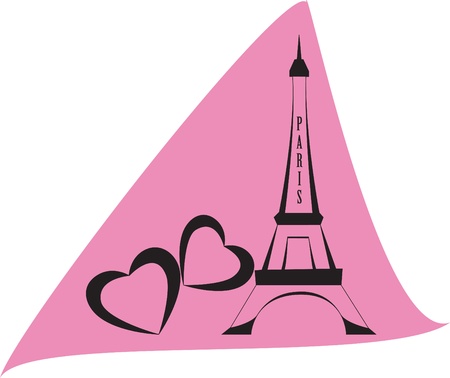 eiffel tower of Paris on pink backroundのイラスト素材