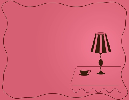 Coffee Cup and lamp on table with pink Backgroundのイラスト素材