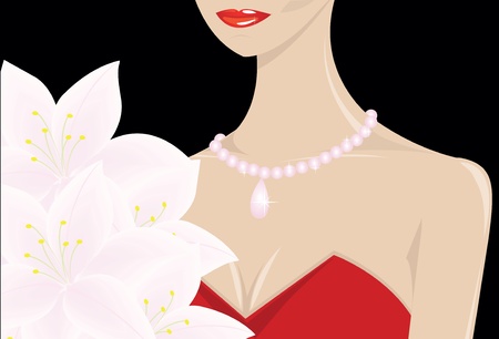 illustration of Beauty woman with flowersのイラスト素材