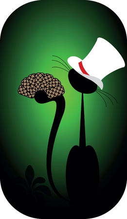 black cat with Poker card spades diamonds hearts clubs aceのイラスト素材
