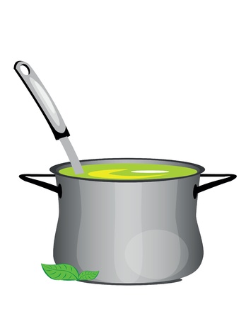 illustration of isolated hot soup pan on white backgroundのイラスト素材