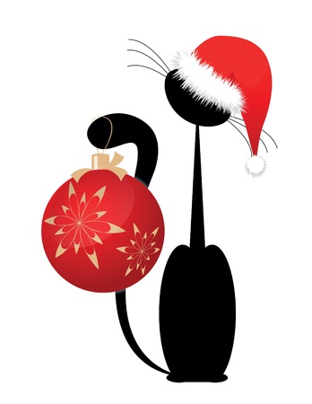 black Christmas kittenのイラスト素材
