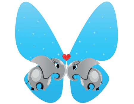 Elephants in loveのイラスト素材