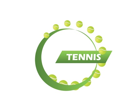 tennis logo of the many balls symbolizing blowのイラスト素材