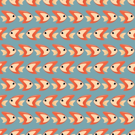 Seamless pattern with smile blue and orange fishのイラスト素材
