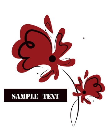 white background with red  poppyのイラスト素材