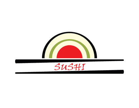 abstract sign of  sushi with  chopsticksのイラスト素材