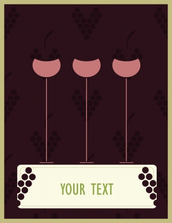 wine list with abstract grape and wineglassのイラスト素材