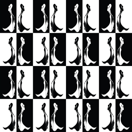 seamless pattern with  women with umbrellaのイラスト素材