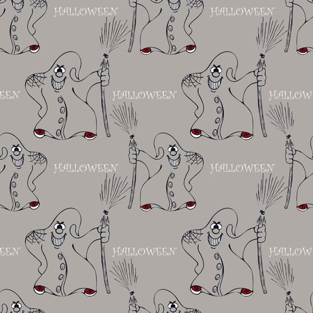 halloween seamless pattern  with ghostのイラスト素材
