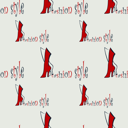 fashion seamless pattern backgrounds with abstract  red bootsのイラスト素材