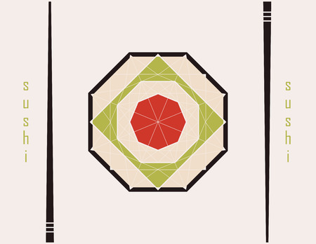 abstract sign of  sushi with  chopsticks in the form of diamondのイラスト素材