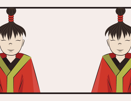 background with two small boys of Japanのイラスト素材