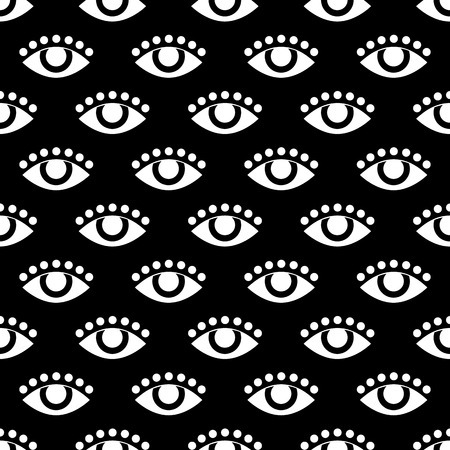 abstract black seamless pattern with  white eye. vector. flat.のイラスト素材
