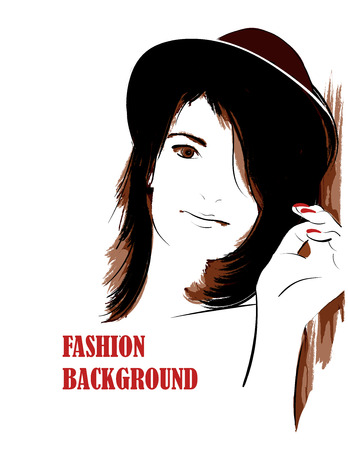 abstract girl or woman with hat.のイラスト素材