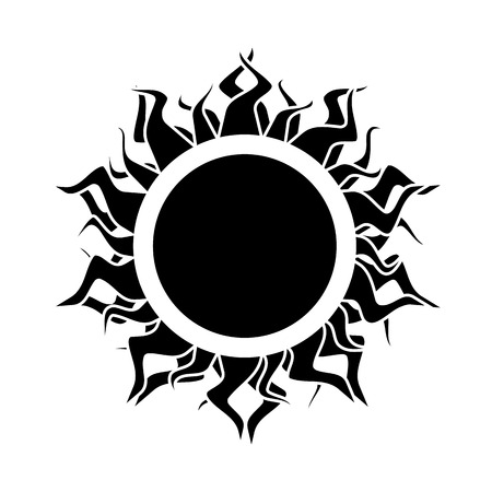 abstract black isolated  sun on the white background.のイラスト素材
