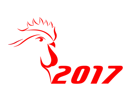 abstract big red rooster 2017. new year.のイラスト素材
