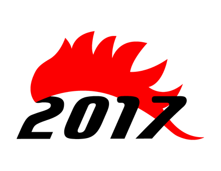 sign or symbol 2017 as crest of roosterのイラスト素材