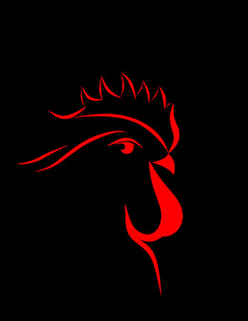 abstract big red rooster 2017 on the black background. new year.のイラスト素材