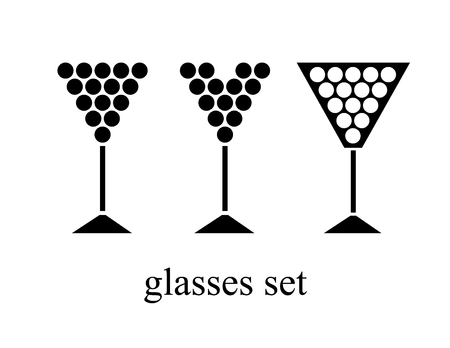 set of wine glasses with grapeのイラスト素材