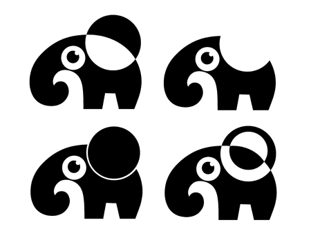 set of four abstract elephantのイラスト素材
