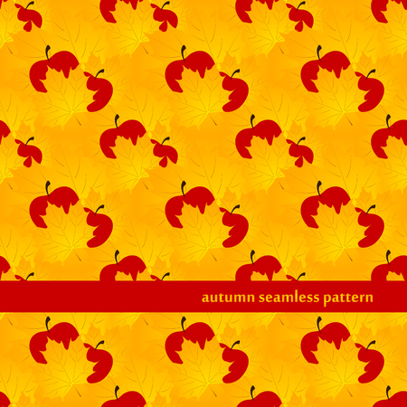 autumn seamless pattern with Maple Leaf and apples. vectorのイラスト素材