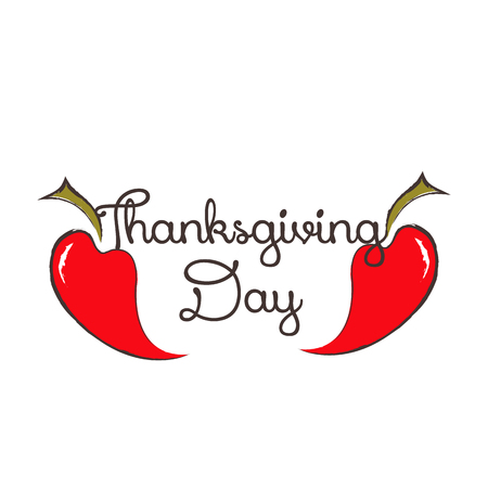 white thanksgiving backgrounds with big two red pepper. vectorのイラスト素材