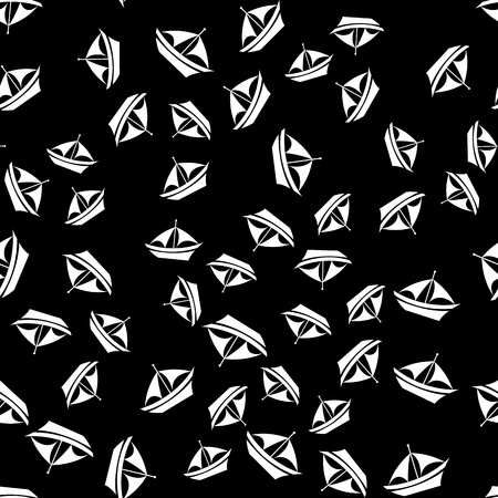 black seamless pattern with white yacht. backgroundのイラスト素材