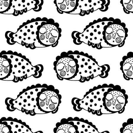 seamless pattern with dream fish. vector. marinelifeのイラスト素材
