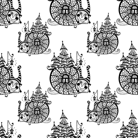seamless pattern with fun snail. vectorのイラスト素材
