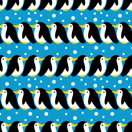 seamless pattern with many penguins on winter. vectorのイラスト素材