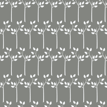 gray seamless pattern with white branch with leaves. vectorのイラスト素材